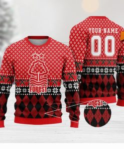 Personalized Name And Number Nottingham Forest 3D Ugly Christmas Sweater Christmas Holiday Gift