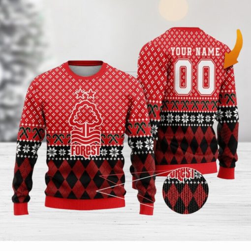 Personalized Name And Number Nottingham Forest 3D Ugly Christmas Sweater Christmas Holiday Gift