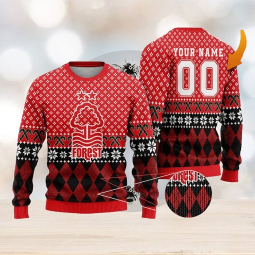 Personalized Name And Number Nottingham Forest 3D Ugly Christmas Sweater Christmas Holiday Gift