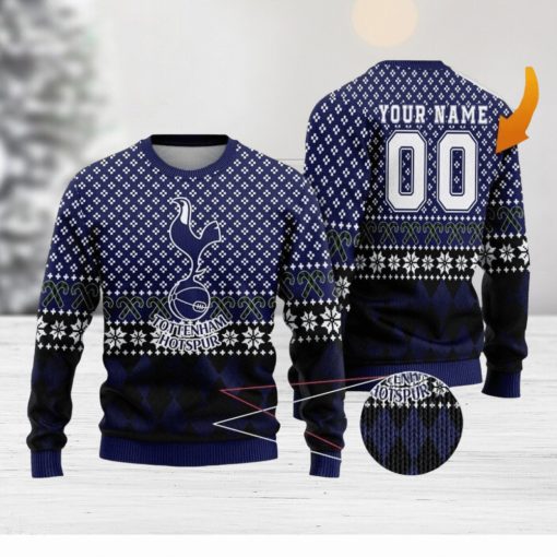 Personalized Name And Number Tottenham Hotspur 3D Ugly Christmas Sweater Christmas Holiday Gift