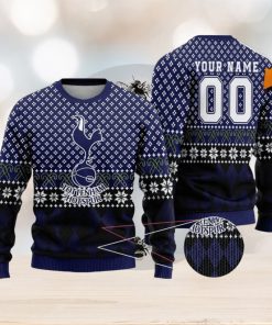 Personalized Name And Number Tottenham Hotspur 3D Ugly Christmas Sweater Christmas Holiday Gift