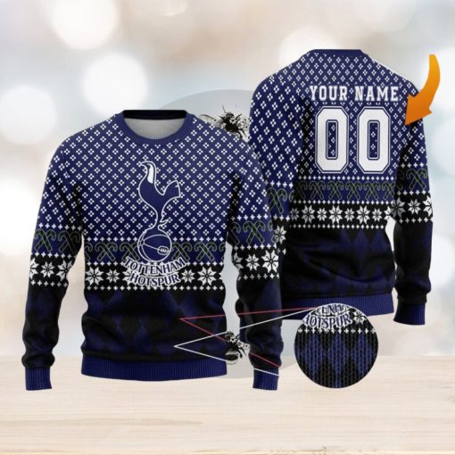 Personalized Name And Number Tottenham Hotspur 3D Ugly Christmas Sweater Christmas Holiday Gift