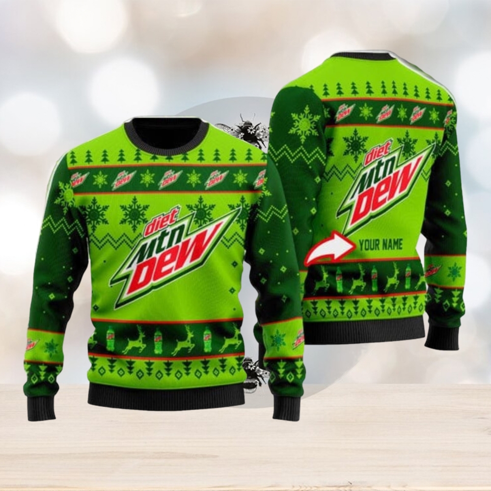 Personalized Name Mountain Dew Ugly Christmas Sweater Christmas