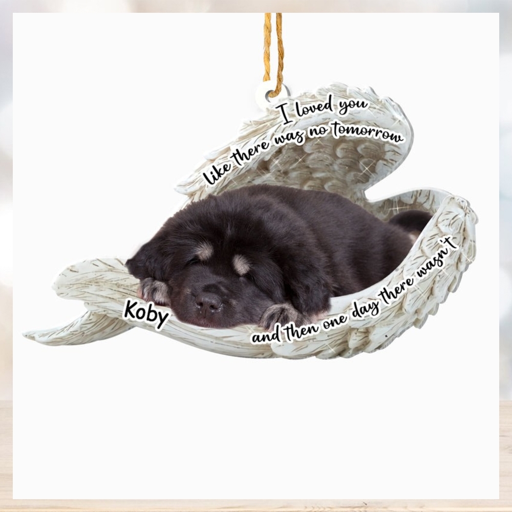 Personalized Tibetan Mastiff Sleeping Angel Memorial Aluminum Ornament Personalized Tibetan Mastiff Sleeping Angel Memorial Aluminum Ornament