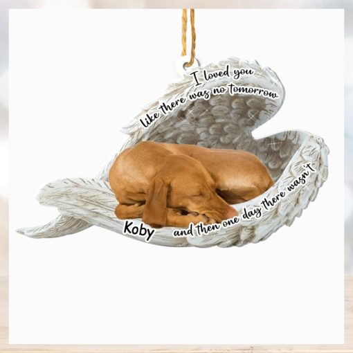 Personalized Vizsla Sleeping Angel Memorial Aluminum Ornament