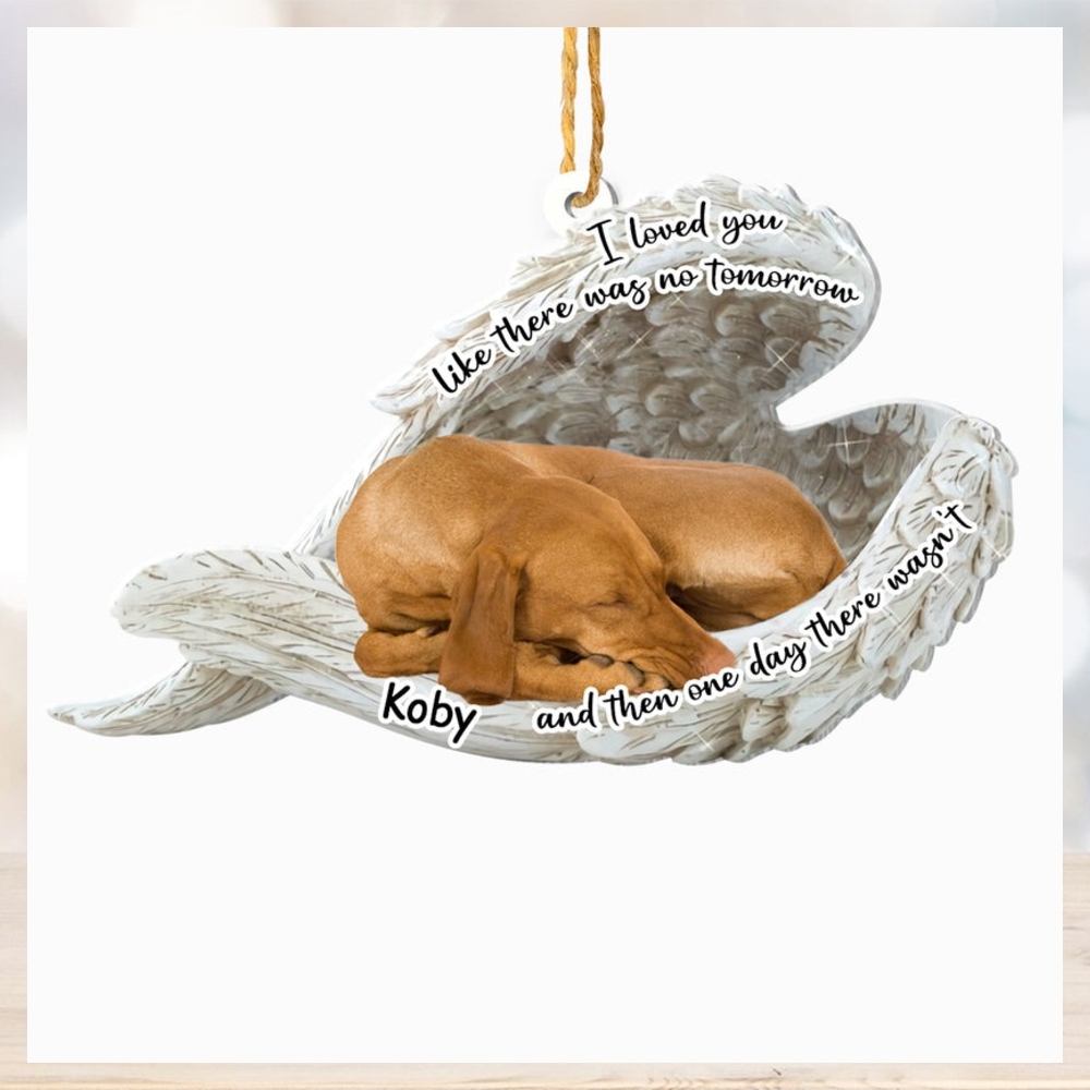 Personalized Vizsla Sleeping Angel Memorial Aluminum Ornament Personalized Vizsla Sleeping Angel Memorial Aluminum Ornament