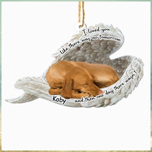 Personalized Vizsla Sleeping Angel Memorial Aluminum Ornament