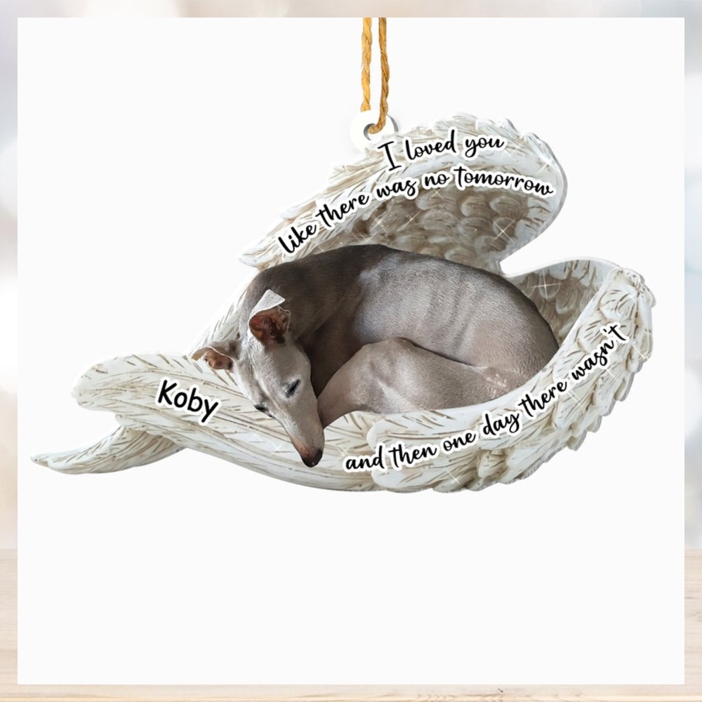 Personalized Whippet Sleeping Angel Memorial Aluminum Ornament Personalized Whippet Sleeping Angel Memorial Aluminum Ornament