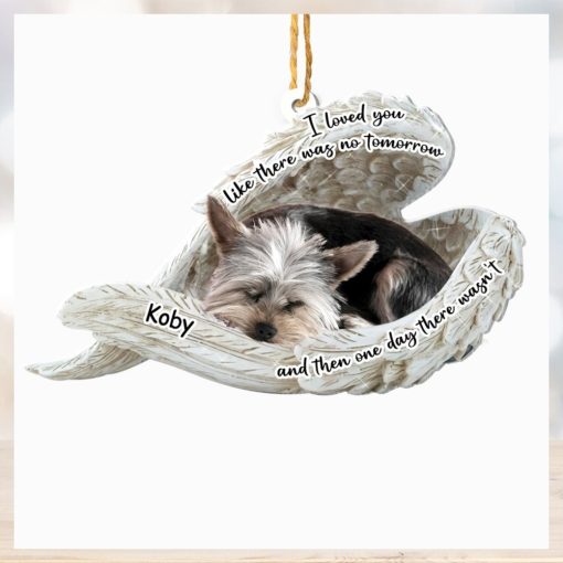Personalized Yorkshire Terrier Sleeping Angel Memorial Aluminum Ornament