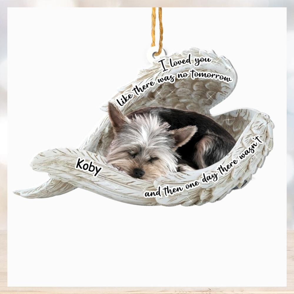 Personalized Yorkshire Terrier Sleeping Angel Memorial Aluminum Ornament Personalized Yorkshire Terrier Sleeping Angel Memorial Aluminum Ornament