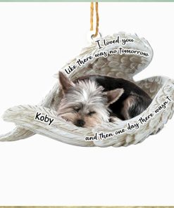 Personalized Yorkshire Terrier Sleeping Angel Memorial Aluminum Ornament