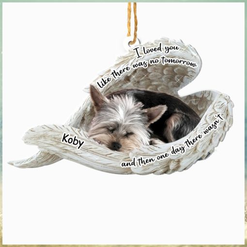 Personalized Yorkshire Terrier Sleeping Angel Memorial Aluminum Ornament