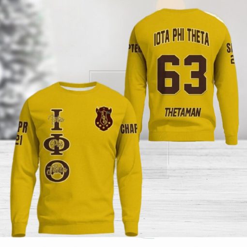 Phi Theta Yellow 3D Sweater Community Personalized Logo For Men And Women Gift Christmas