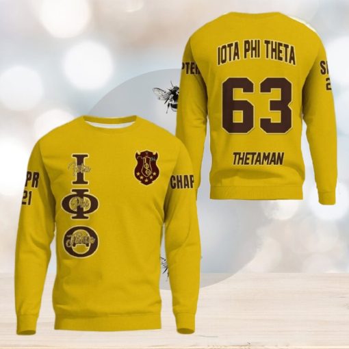 Phi Theta Yellow 3D Sweater Community Personalized Logo For Men And Women Gift Christmas