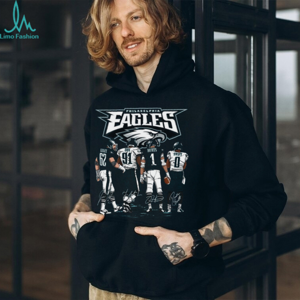 Philadelphia Eagles Kelce Cox Hurts and Swift signature art shirt Philadelphia Eagles Kelce Cox Hurts and Swift signature art shirt