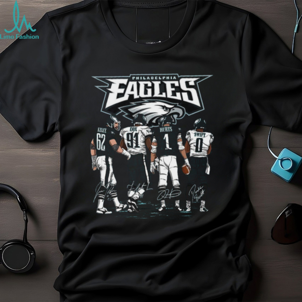 Philadelphia Eagles Kelce Cox Hurts and Swift signature art shirt Philadelphia Eagles Kelce Cox Hurts and Swift signature art shirt