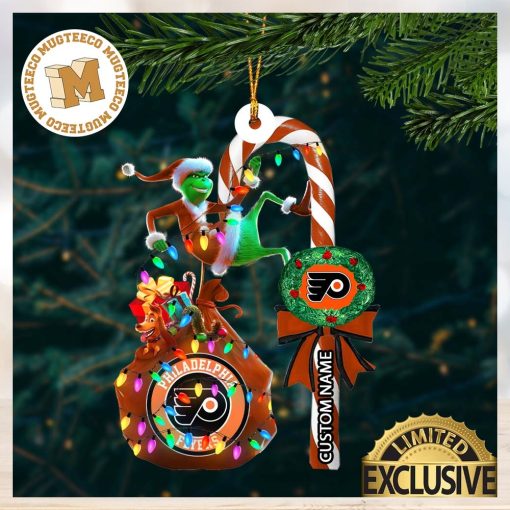 Philadelphia Flyers NHL Grinch Candy Cane Personalized Xmas Gifts Christmas Tree Decorations Ornament_16258873 1