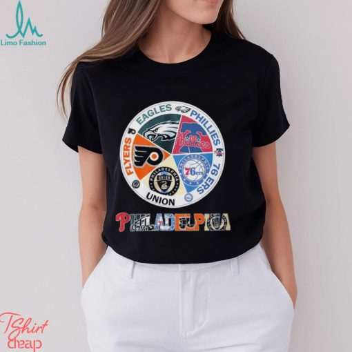 Philadelphia teams flyers eagles phillies 76ers logo 2023 T shirt