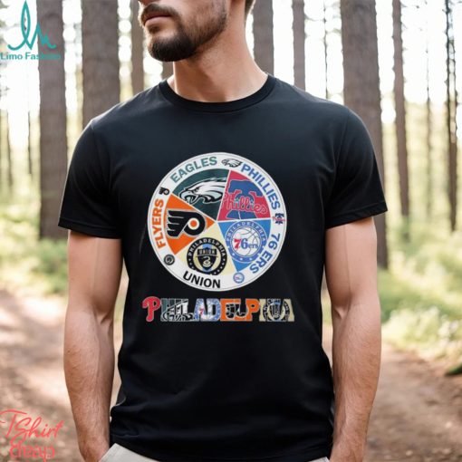 Philadelphia teams flyers eagles phillies 76ers logo 2023 T shirt