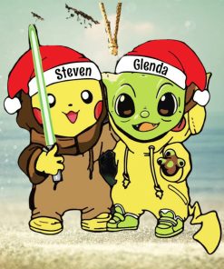 Pikachu And Baby Yoda Christmas Gifts Ornament