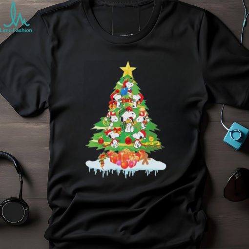 Pine tree Snoopy and Woodstock merry Christmas shirt