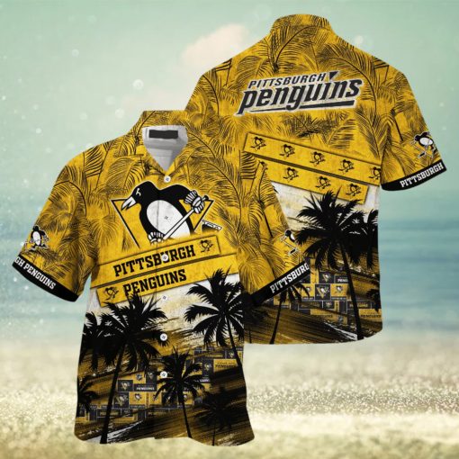 Pittsburgh Penguins NHL Palm Tree Pattern Hawaii Shirt For Sports Fans Unisex Sport Hawaii Shirt