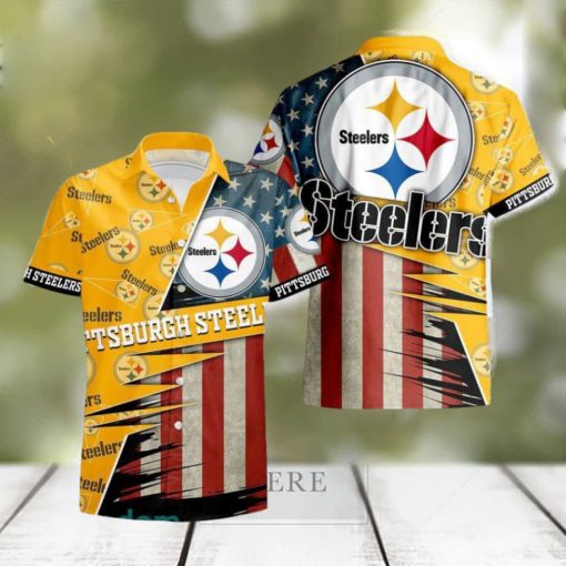 Pittsburgh Steelers American 3D All Over Print Flag Hawaiian Shirt For Men And Women Gift Beach Holiday