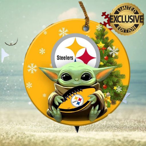 Pittsburgh Steelers Baby Yoda NFL 2023 Holiday Gifts Custom Name Christmas Decorations Ornament
