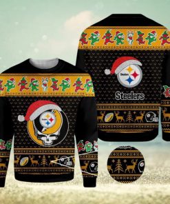 Pittsburgh Steelers Grateful Dead SKull And Bears Ugly Christmas Sweater