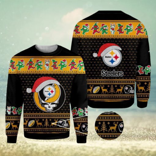 Pittsburgh Steelers Grateful Dead SKull And Bears Ugly Christmas Sweater