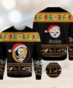 Pittsburgh Steelers Grateful Dead SKull And Bears Ugly Christmas Sweater