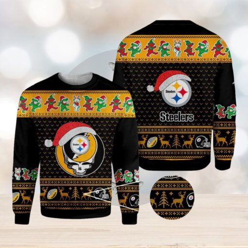 Pittsburgh Steelers Grateful Dead SKull And Bears Ugly Christmas Sweater