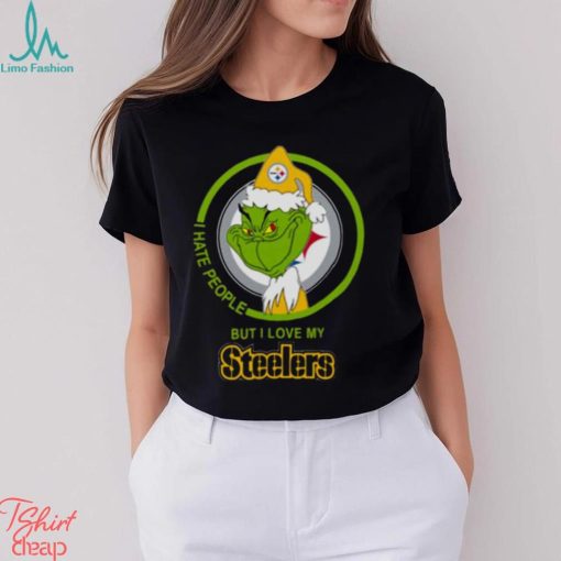 Pittsburgh Steelers NFL Christmas Grinch I Hate People But I Love My Favorite Football Team T Shirt