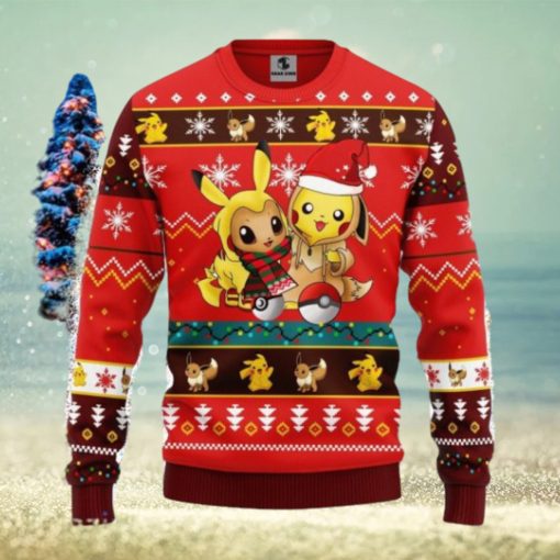 Pokemon Cute Noel Mc Ugly Christmas Sweater 3D Gift For Men And Women Red