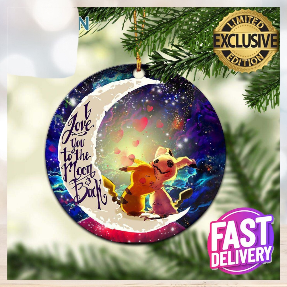 Pokemon Pikachu Horror Love You To The Moon Galaxy Circle Ornament – Christmas Decorations Pokemon Pikachu Horror Love You To The Moon Galaxy Circle Ornament – Christmas Decorations