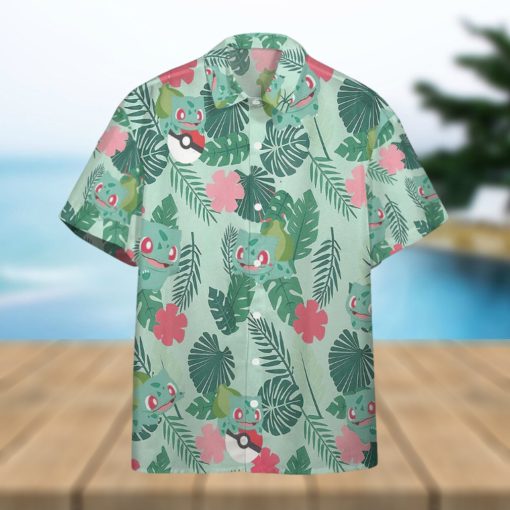 Pokemon Trendy Hawaiian Shirt Bulbasaur Tropical Green Hawaii Shirt Pokemon Aloha Shirt