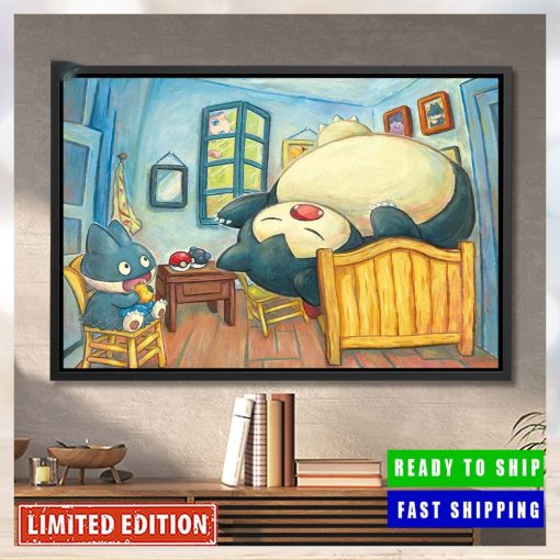 Pokemon x Van Gogh Museum Snorlax Art Inspired By Van Gogh Home Decor Poster Canvas