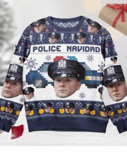 Police Navidad   Personalized Photo Ugly Sweater