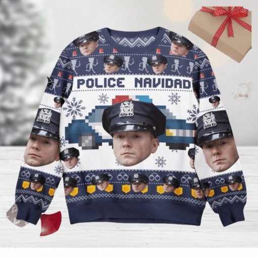 Police Navidad   Personalized Photo Ugly Sweater