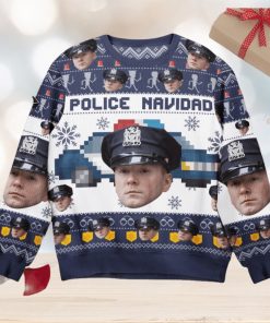 Police Navidad   Personalized Photo Ugly Sweater