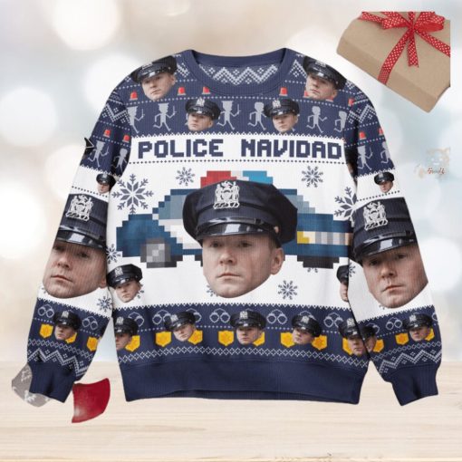 Police Navidad   Personalized Photo Ugly Sweater