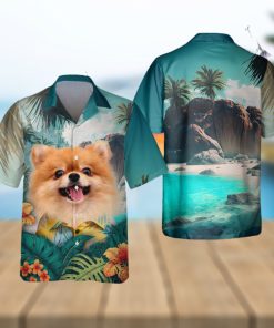 Pomeranian Spitz Glow In Bright 3D Hawaiian Tropical Shirt