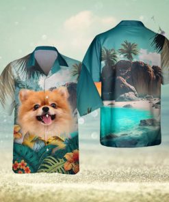 Pomeranian Spitz Glow In Bright 3D Hawaiian Tropical Shirt