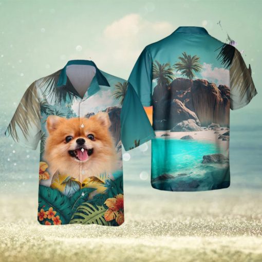 Pomeranian Spitz Glow In Bright 3D Hawaiian Tropical Shirt