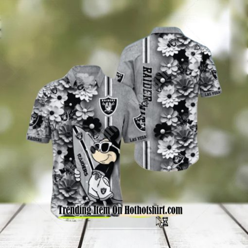 RAIDERS SKULL AND MICKEY SURFING A FASHIONABLE STATEMENT FOR THE MODERN BEACH BUM HAWAIIAN SHIRT