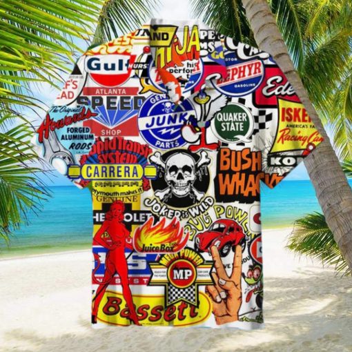 Racing Car Labeling Hawaiian Shirt