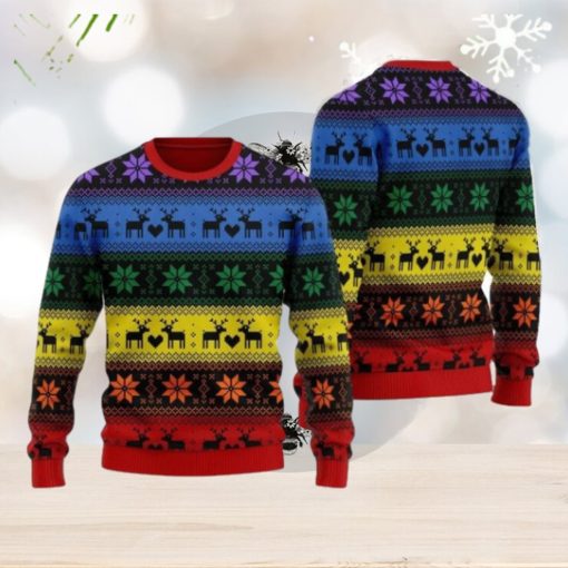 Rainbow Deer LGBT Ugly Christmas Sweater Christmas Gifts Unisex