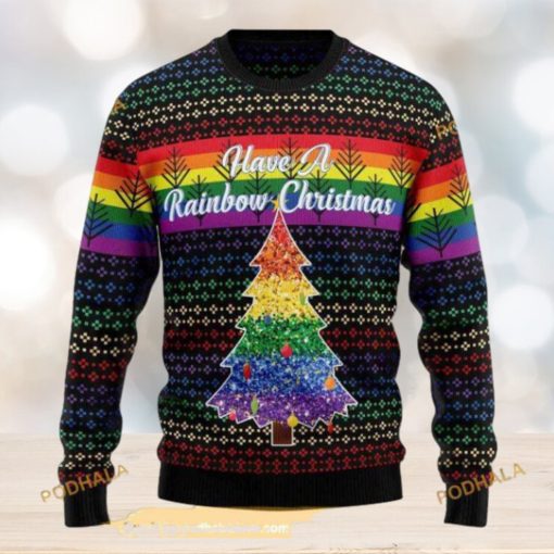 Rainbow LGBT Ugly Christmas Sweater, Funny Xmas Sweater