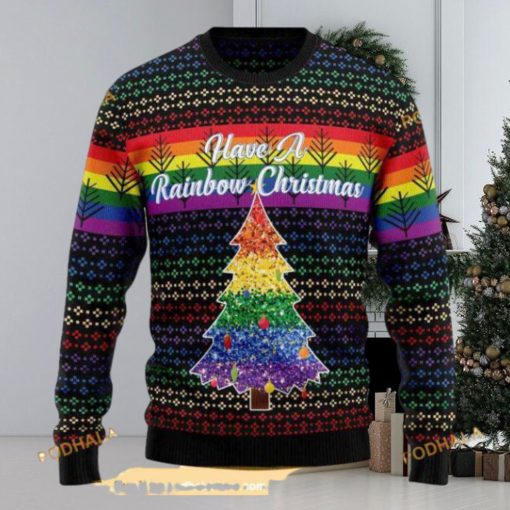 Rainbow LGBT Ugly Christmas Sweater, Funny Xmas Sweater