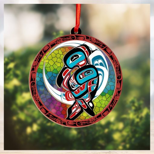 Raven And Moon Spirit Suncatcher Ornament Haida Art Christmas Tree Decorations 2023